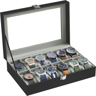 12 Slot Watch Box Display Case Sewing Design