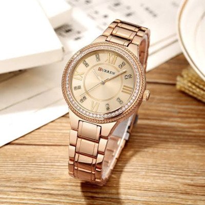 CURREN 9004 Luxury Brand Women Quartz Watch Crystal Design Ladies wristwatch