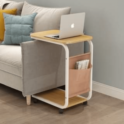 Bed and Side Sofa Table With Wheels