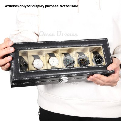 6 Slot Watch Box Display Case Sewing Design