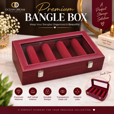 4 Roll Churi Organizer Box – Premium Maroon Bangles Storage Case
