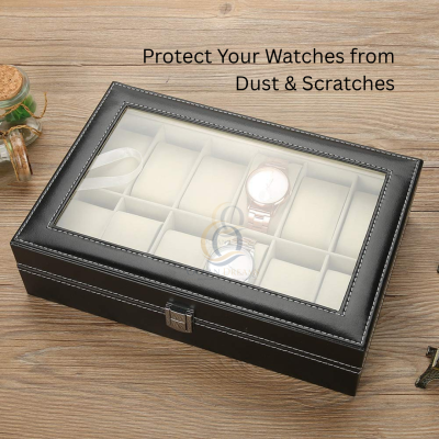 12 Slot Watch Box Display Case Sewing Design