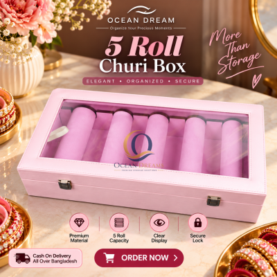 5 Roll Churi Organizer Box – Premium Pink Bangle Storage Case